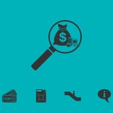 Search money icon flat royalty free illustration Search money icon flat royalty free illustration