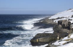 Seascape зимы вдоль следа ` s Троя отца в Ньюфаундленде Канаде, около Flatrock Стоковое Изображение Seascape зимы вдоль следа ` s Троя отца в Ньюфаундленде Канаде, около Flatrock Стоковое Изображение