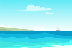 Seascape, иллюстрация цвета вектора seashore плоская бесплатная иллюстрация Seascape, иллюстрация цвета вектора seashore плоская бесплатная иллюстрация