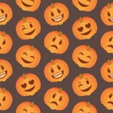 Seasonal cute Halloween seamless pattern with happy and sad carved pumpkin faces on black background royalty free illustration Seasonal cute Halloween seamless pattern with happy and sad carved pumpkin faces on black background royalty free illustration