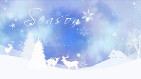 Seasons Greetings Winter Landscape with Watercolor Sky 4K loop