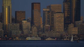 Seattle färjaCityscape stock video Seattle färjaCityscape stock video