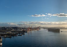 Seattle port z stadiami obrazy stock Seattle port z stadiami obrazy stock