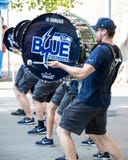 Seattle, Washington - 8/9/2018 : The Blue Thunder drumline in front of CenturyLink Field before a Seattle Seahawks football game