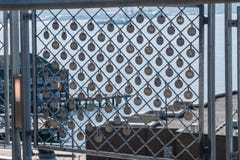 Detail of some of the Market Charm of the Pike Place Market Foundation in the market railings in Seattle. stock photos Detail of some of the Market Charm of the Pike Place Market Foundation in the market railings in Seattle. stock photos