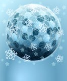 Sechseckige Kugel des blauen Winters mit Schneekarte lizenzfreie abbildung Sechseckige Kugel des blauen Winters mit Schneekarte lizenzfreie abbildung