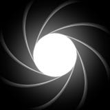 Secret agent gun barrel inside. Super agent theme vector background royalty free illustration Secret agent gun barrel inside. Super agent theme vector background royalty free illustration