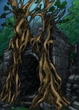 Secret passage - pencil sketch stock illustration Secret passage - pencil sketch stock illustration