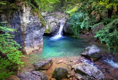 Secret waterfall in a jungle