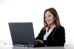 Secretary Typing Wearing Headset Stock Images Secretary Typing Wearing Headset Stock Images