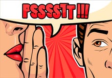 Secreto o noticias susurrante de la mujer del chisme en oído de la persona sorprendida con la burbuja del discurso, rumor, boca a ilustración del vector Secreto o noticias susurrante de la mujer del chisme en oído de la persona sorprendida con la burbuja del discurso, rumor, boca a ilustración del vector