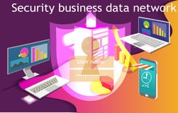 Security big data technology business information isometric design vector illustration Security big data technology business information isometric design vector illustration