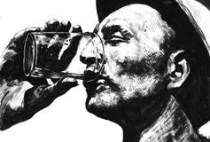 Sed u hombre con la bebida libre illustration Sed u hombre con la bebida libre illustration