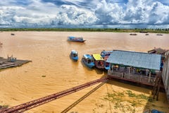 SEE TONLE SAP, COMBODIA - 28 06 2017: Chong Knies Village, Tonl Stockfoto SEE TONLE SAP, COMBODIA - 28 06 2017: Chong Knies Village, Tonl Stockfoto