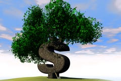 Segno del dollaro come albero Segno del dollaro come albero