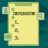 Segno del testo che mostra Impressum Condizione di scrittore incisa di proprietà di dichiarazione di Geranalysis dell'impronta im illustrazione di stock Segno del testo che mostra Impressum Condizione di scrittore incisa di proprietà di dichiarazione di Geranalysis dell'impronta im illustrazione di stock