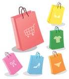 Sei sacchetti di acquisto. Immagini Stock Libere da Diritti Sei sacchetti di acquisto. Immagini Stock Libere da Diritti