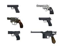 Seis pistolas ajustadas Imagens de Stock Royalty Free Seis pistolas ajustadas Imagens de Stock Royalty Free