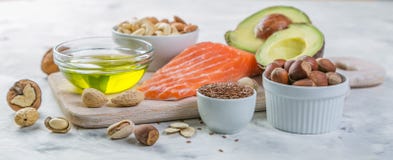 Selection Of Good Fat Sources - Healthy Eating Concept. Ketogenic Diet Concept Royalty Free Stock Images Selection Of Good Fat Sources - Healthy Eating Concept. Ketogenic Diet Concept Royalty Free Stock Images