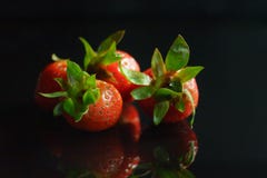 Selective focus of beautiful strawberries