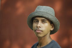 Selective Focus Photography of Man Wearing Gray Fedora Hat and Gray Crew-neck Shirt Royalty Free Stock Image Selective Focus Photography of Man Wearing Gray Fedora Hat and Gray Crew-neck Shirt Royalty Free Stock Image