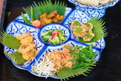 Selective Focused On Thailand Street Food: Mi Krop, Traditional Thai Crispy Noodles Dish Made With Rice Noodles And Sweet Flavored Royalty Free Stock Image