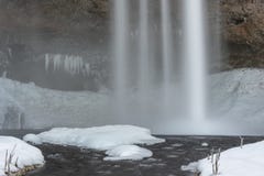 Seljalandsfoss waterfall in the winter stock photos Seljalandsfoss waterfall in the winter stock photos