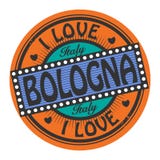 Sello del color del Grunge con Bolonia del amor del texto I dentro stock de ilustración Sello del color del Grunge con Bolonia del amor del texto I dentro stock de ilustración