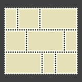 Selos de porte postal em branco Ajuste no fundo preto ilustração do vetor Selos de porte postal em branco Ajuste no fundo preto ilustração do vetor
