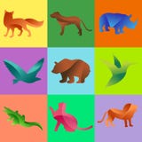 A selva dos animais selvagens pets a silhueta do logotipo do caráter geométrico do sumário do polígono e do jardim zoológico cria ilustração do vetor A selva dos animais selvagens pets a silhueta do logotipo do caráter geométrico do sumário do polígono e do jardim zoológico cria ilustração do vetor