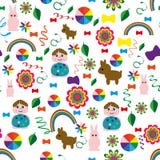 Sem emenda-criança-fundo-com-um-arco-íris-animal-bolas ilustração do vetor Sem emenda-criança-fundo-com-um-arco-íris-animal-bolas ilustração do vetor