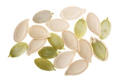 Semi di zucca o pepitas, isolati su fondo bianco Vista superiore Disposizione piana Immagini Stock Libere da Diritti Semi di zucca o pepitas, isolati su fondo bianco Vista superiore Disposizione piana Immagini Stock Libere da Diritti