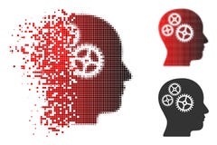 Semitono Brain Gears Icon del pixel della polvere illustrazione di stock Semitono Brain Gears Icon del pixel della polvere illustrazione di stock