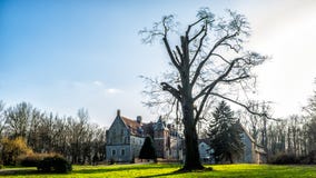 Senden, Coesfeld, Musterland en décembre 2017 - Watercastle Wasserschloss Schloss Senden pendant le jour ensoleillé en hiver images libres de droits Senden, Coesfeld, Musterland en décembre 2017 - Watercastle Wasserschloss Schloss Senden pendant le jour ensoleillé en hiver images libres de droits