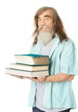 Senior with books. Old man education, elder with beard stock photography Senior with books. Old man education, elder with beard stock photography