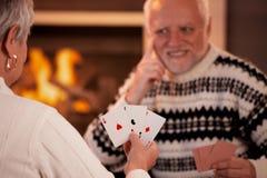 Senior couple playing cards Stock Photos Senior couple playing cards Stock Photos