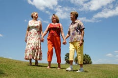 Senior friends laughing outdoors Royalty Free Stock Photography Senior friends laughing outdoors Royalty Free Stock Photography