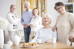Senior friends at nursing home royalty free stock photography Senior friends at nursing home royalty free stock photography
