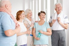 Senior ladies holding bottles stock photo Senior ladies holding bottles stock photo