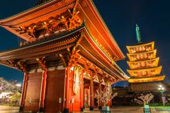 Sensoji-ji Red Japanese Temple In Asakusa, Tokyo Stock Image