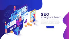 Seo analizy i optymalizacji lądowania strony szablon ilustracji Seo analizy i optymalizacji lądowania strony szablon ilustracji