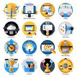 Seo Development Round Icons Set stock illustrationer Seo Development Round Icons Set stock illustrationer