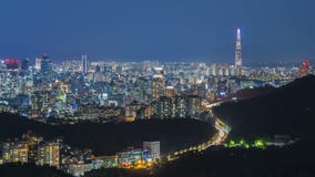 Seoul City and Lotte Tower, South Korea. Time lapse 4k stock video Seoul City and Lotte Tower, South Korea. Time lapse 4k stock video
