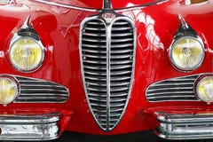 Seoul - 03.18.2019: A red retro car close-up front view royalty free stock photography Seoul - 03.18.2019: A red retro car close-up front view royalty free stock photography