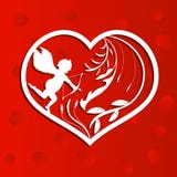 Serce z ornamentem i amorkiem na rewolucjonistce ilustracja wektor Serce z ornamentem i amorkiem na rewolucjonistce ilustracja wektor