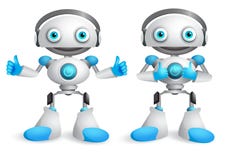 Serie di caratteri di vettore dei robot Elemento divertente di progettazione del robot della mascotte illustrazione di stock Serie di caratteri di vettore dei robot Elemento divertente di progettazione del robot della mascotte illustrazione di stock