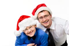 Serie feliz de Navidad de la familia aislada en blanco fotos de archivo libres de regalías Serie feliz de Navidad de la familia aislada en blanco fotos de archivo libres de regalías
