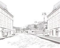 Serien av skissar av härliga gamla stadssikter vektor illustrationer Serien av skissar av härliga gamla stadssikter vektor illustrationer