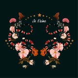 Serpente na moda com vetor do projeto gráfico das flores em exprimir o ` de Je t ilustração do vetor Serpente na moda com vetor do projeto gráfico das flores em exprimir o ` de Je t ilustração do vetor