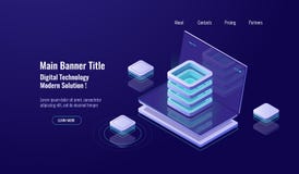 Server room, cloud storage isometric icon, database and datacenter, web hosting, Network or mainframe infrastructure stock illustration Server room, cloud storage isometric icon, database and datacenter, web hosting, Network or mainframe infrastructure stock illustration